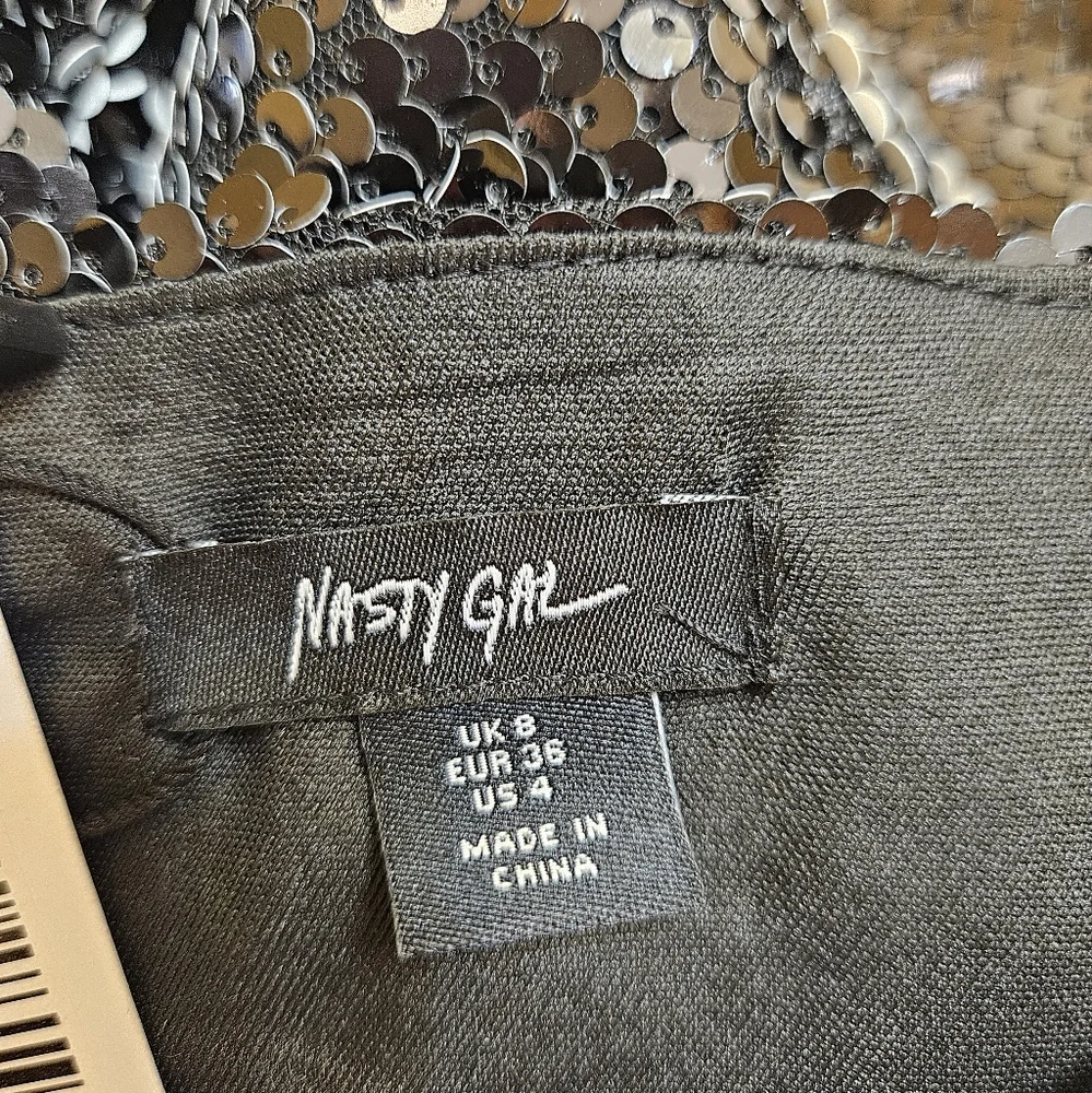 NWT Nasty Gal One Shoulder Sequin Maxi Dress size 4 Charcoal SEXY Ai-1898 - Picture 8 of 11